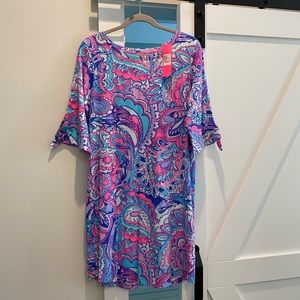 Lilly Pulitzer Preston Dress - Size L NWT - Pink/Blue/Purple/White - 3/4 sleeves